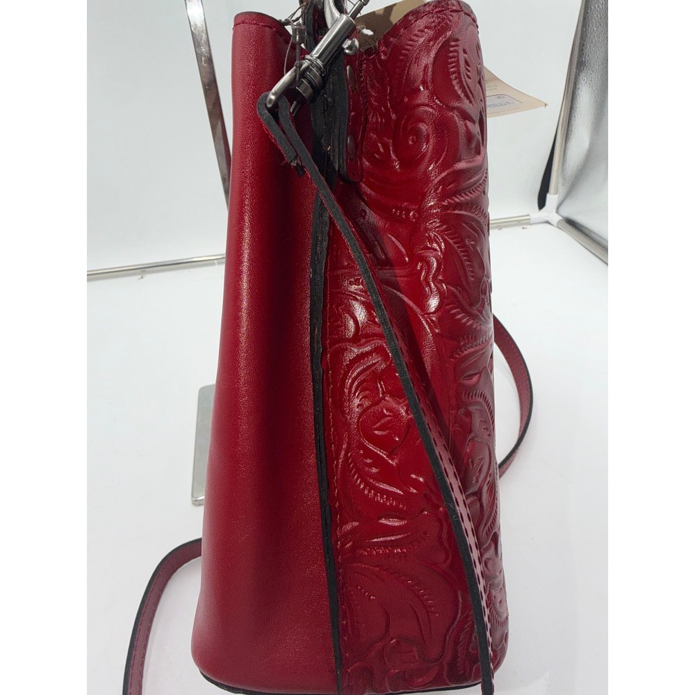 Patricia Nash Ledra Burnished Tooled Leather Crossbody Bag Lava Red P844244X - Picture 8 of 11